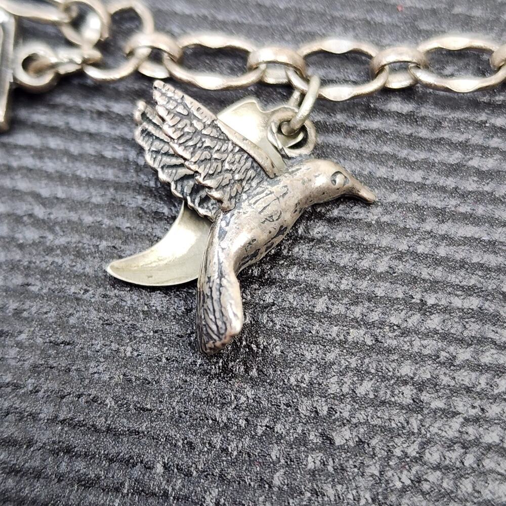 Sterling Silver Charm Bracelet Air Force Academy Falcon Chapel Falcon Cadet 34g - Picture 4 of 16